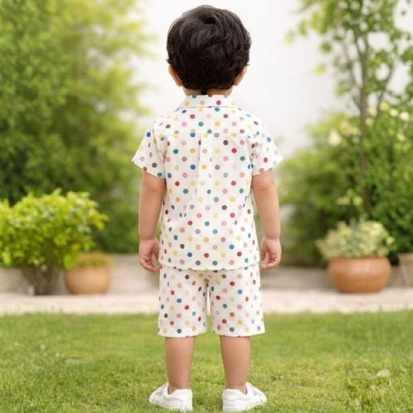 Kids White Polka Dot Shirt & Nikar Set – Summer Outfit